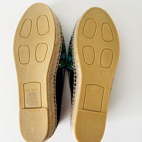 Prada espadrilles Aztec Print embroidered shoes size 37 w/ original box Size 7 - Picture 6 of 9